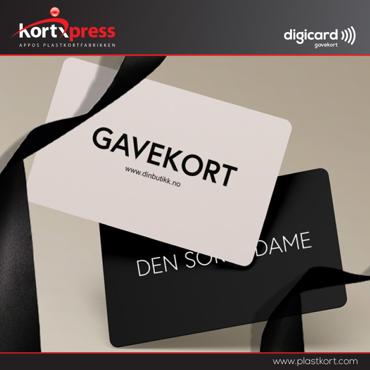 Svarte og hvite gavekort med eget design